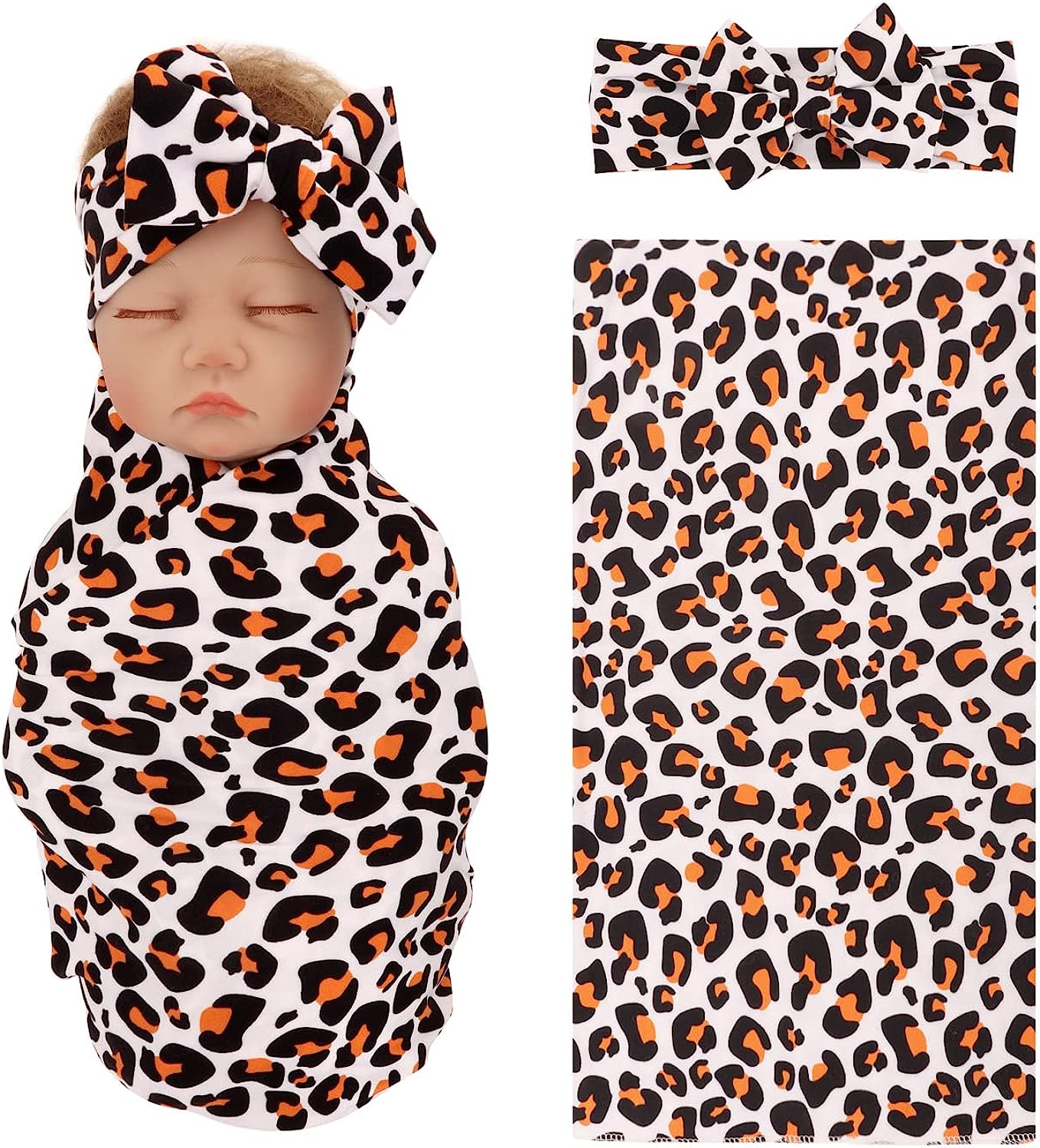 BQUBO Newborn Baby Receiving Blankets Newborn Baby Floral Swaddling with Headbands or Hats Infant Sleepsack 1/3 Sets - Image 2